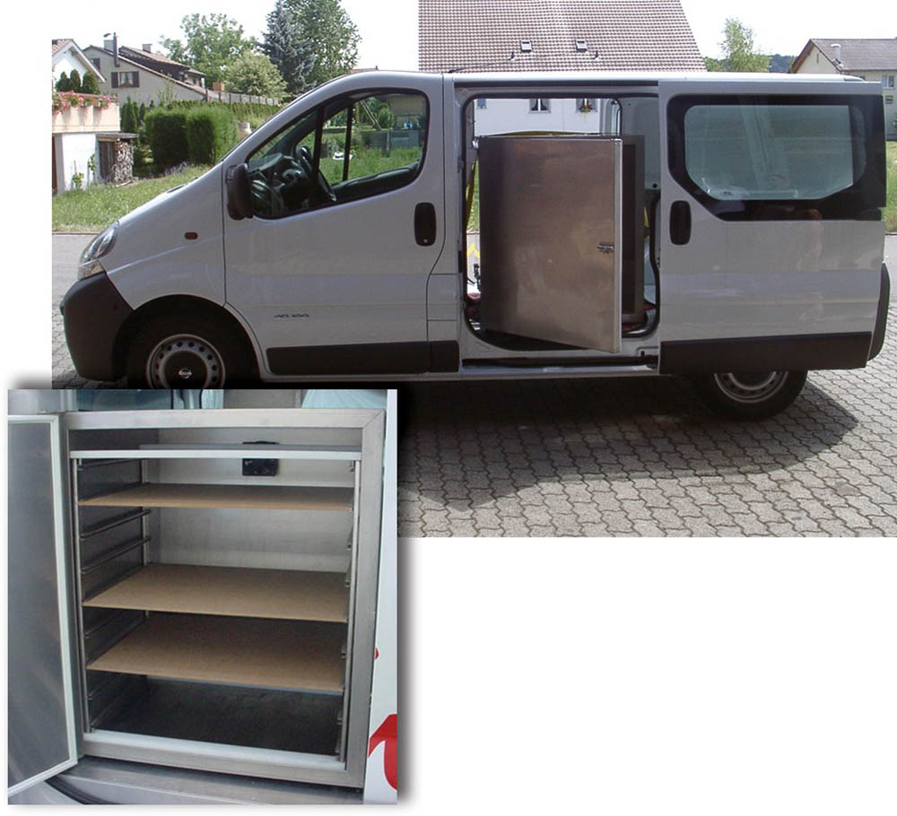 Mobiles Kühlgerät für Transporter mit Regal